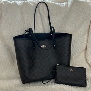 Coach Signature Canvas Tote and Wristlet Wallet